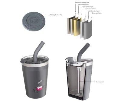 Hermetic Thermo Cup with Straw TEMP Tumbler Spider Grey