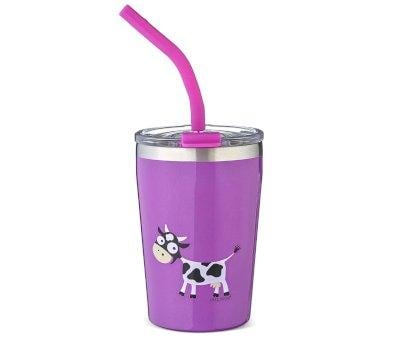 Hermetic Thermal Cup with Straw TEMP Tumbler Cow Purple