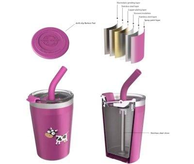 Hermetic Thermal Cup with Straw TEMP Tumbler Cow Purple