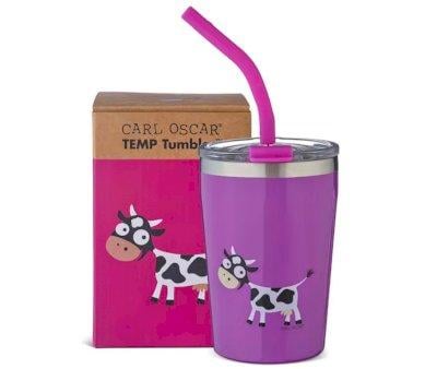 Hermetic Thermal Cup with Straw TEMP Tumbler Cow Purple