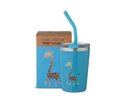 Hermetic Thermo Cup with Straw TEMP Tumbler Giraffe Turquoise