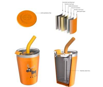 Hermetic Thermal Mug with Straw TEMP Tumbler Reno Orange