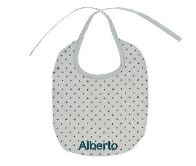 Cotton Bib Mini Star Grey Personalised