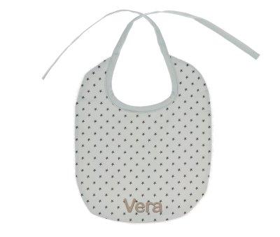 Cotton Bib Mini Star Grey Personalised