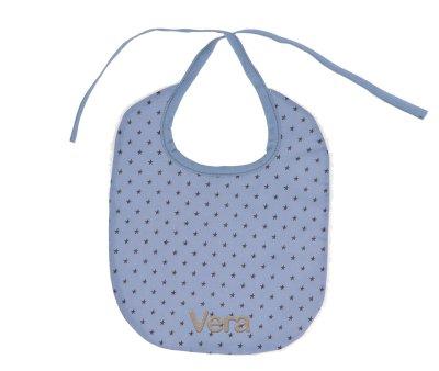 Cotton Bib Mini Star Blue Personalised