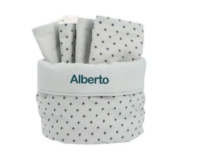 Basket with Personalized Mini Star Grey Dribble Bib