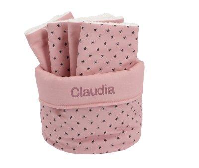 Basket with Mini Star Pink Bib Personalizable