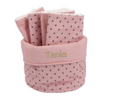 Basket with Mini Star Pink Bib Personalizable
