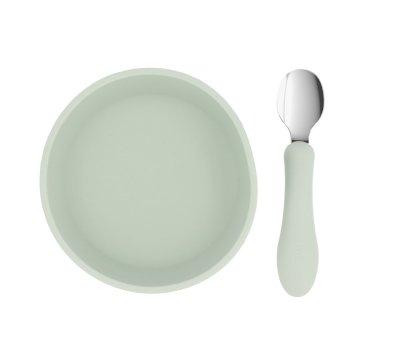 Silicone Bowl + Sage Steel Spoon