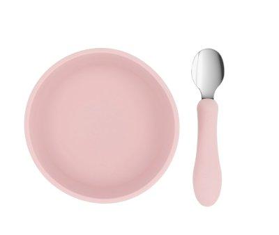 Bol Silicona + Cuchara Acero Light Pink