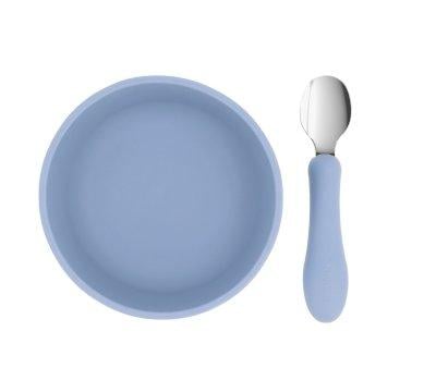 Bol Silicona + Cuchara Acero Ocean Blue