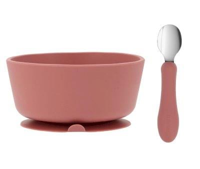 Bol Silicona + Cuchara Acero Brick Blush
