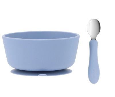Bol Silicona + Cuchara Acero Ocean Blue