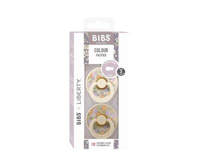 2 BIBS Colour Pacifiers Round Liberty Strawberries and Cream Ivory Mix