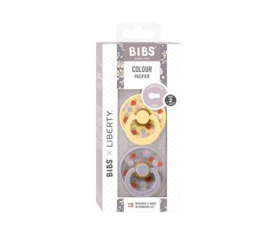 2 Sucettes BIBS Colour Round Liberty Strawberries and Cream Pale Butter