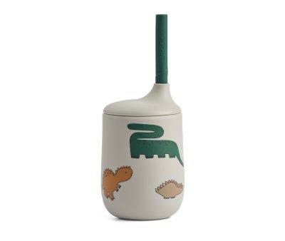 Silicone Cup with Straw Ellis Dinosaurs / Mist