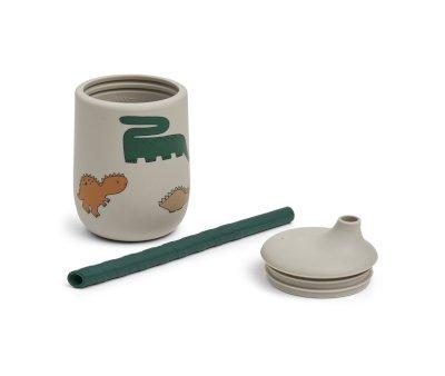 Silicone Cup with Straw Ellis Dinosaurs / Mist