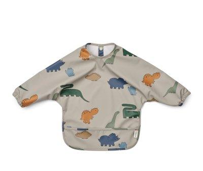 Bib with Sleeves Merle Dinosaurs / Mist