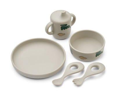 Silicone Tableware Ryle Dinosaur Set / Mist