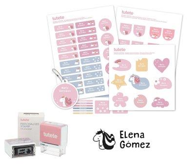 Customized Stamp + Combined Thermos and Stickers Magical Unicorn