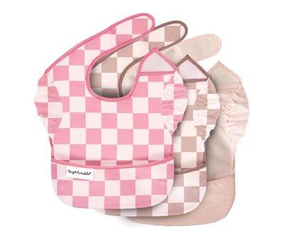 Babetes de 3 uds Checkers Pink Beige