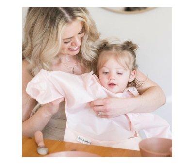 Bib with Sleeves Waterproof Checkers Pink