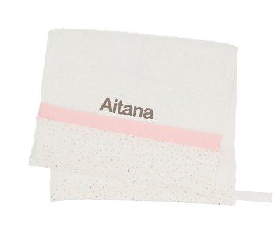 Toalla Guardera Rainbow Dots Rosa Personalizable