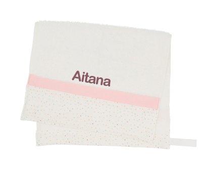 Toalla Guardera Rainbow Dots Rosa Personalizable