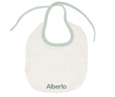Rainbow Dots Green Cotton Bib Personalised