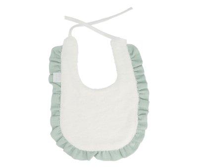 Cotton Bib with Rainbow Dots Ruffle in Green Personalised