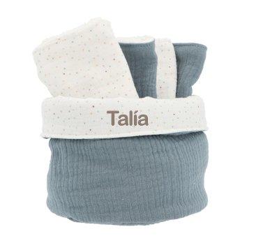 Cesta con Secababitas Rainbow Dots Azul Personalizable