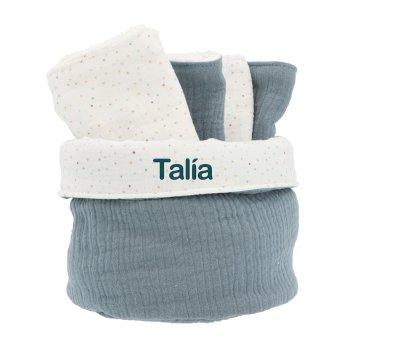Cesta con Secababitas Rainbow Dots Azul Personalizable