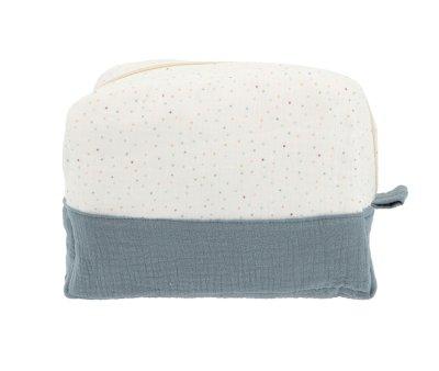 Grande Trousse de Toilette Rainbow Dots Bleu Personnalisable