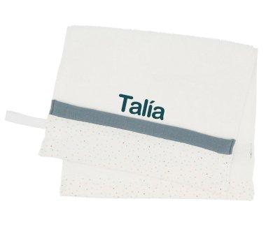 Toalla Guardera Rainbow Dots Azul Personalizable