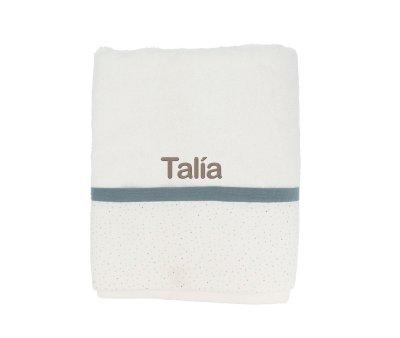 Rainbow Dots Blue Personalised Bath Towel