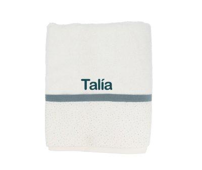 Rainbow Dots Blue Personalised Bath Towel