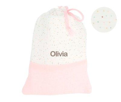 Bolsa Merienda Rainbow Dots Rosa Personalizable
