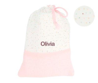 Bolsa Merienda Rainbow Dots Rosa Personalizable