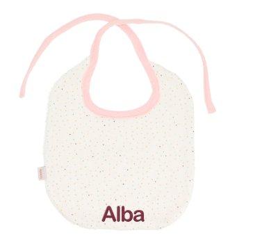 Cotton Bib Rainbow Dots Pink Personalised