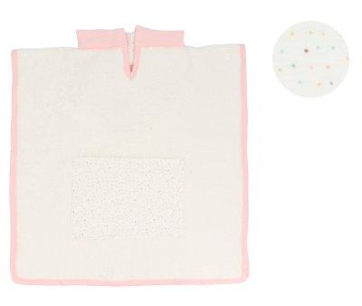 Poncho Rainbow Dots Rose Personnalisable