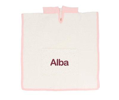 Poncho Rainbow Dots Rose Personnalisable