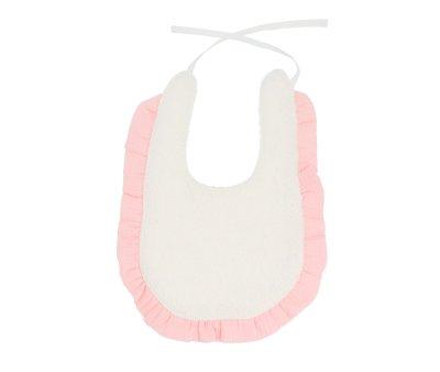 Rainbow Dots Ruffle Cotton Bib Pink Personalised