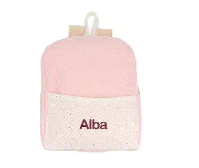 Mochila Rainbow Dots Rosa Personalizable