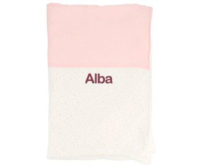 Manta Coralina Rainbow Dots Rosa Personalizable
