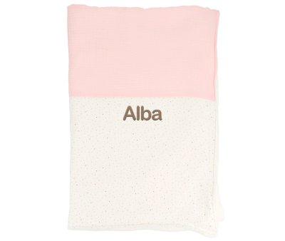 Manta Coralina Rainbow Dots Rosa Personalizable