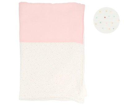 Manta Coralina Rainbow Dots Rosa Personalizable