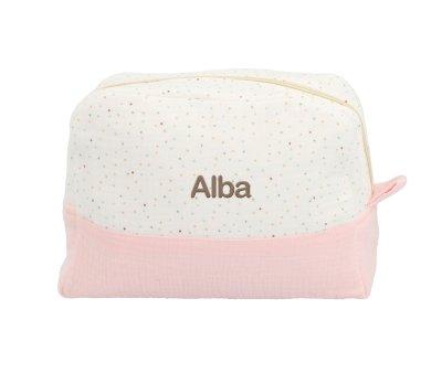 Necessaire  rosa grande e personalizvel Rainbow Dots
