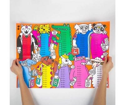 Poster Omy School XL Tables de Multiplication et Autocollants