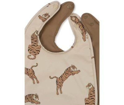 Pack of 2 Waterproof Bibs Tiger / Toasted Coconut