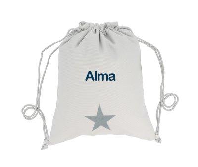 Mochila Saco Personalizada Piqu Estrela Cinza